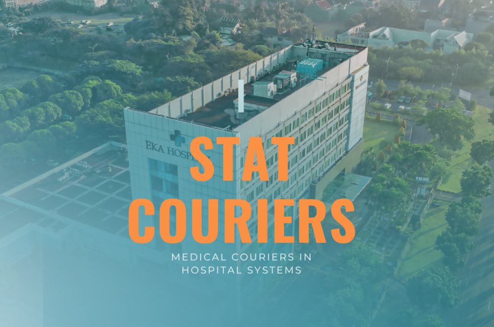 Blog banner that reads stat couriers: medical couriers in hospital systems